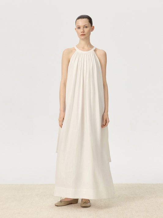 COR ORBIT Spread Resort Collection Linen Halter Dress