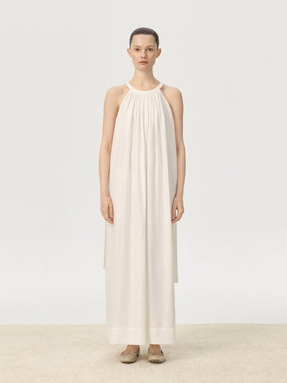 COR ORBIT Spread Resort Collection Linen Halter Dress