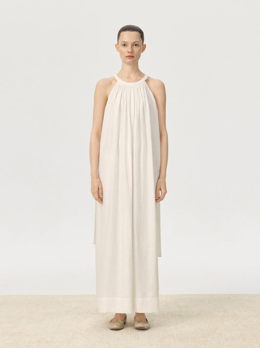 COR ORBIT Spread Resort Collection Linen Halter Dress
