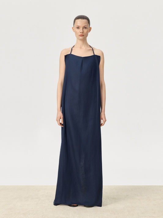 COR ORBIT Perch Resort Collection Linen Halter Dress