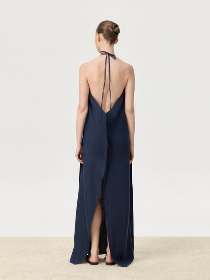 COR ORBIT Perch Resort Collection Linen Halter Dress