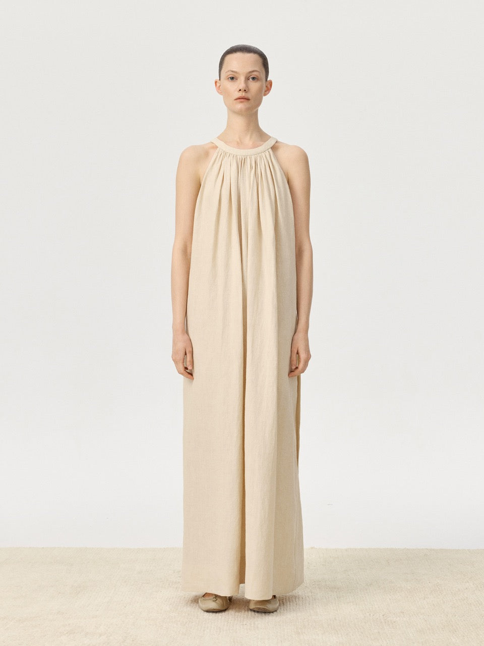 COR ORBIT Spread Resort Collection Linen Halter Dress