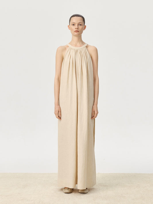 COR ORBIT Spread Resort Collection Linen Halter Dress