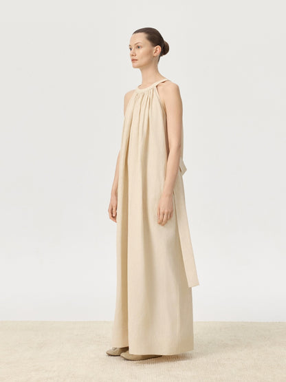 COR ORBIT Spread Resort Collection Linen Halter Dress