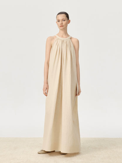 COR ORBIT Spread Resort Collection Linen Halter Dress