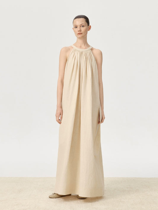 COR ORBIT Spread Resort Collection Linen Halter Dress