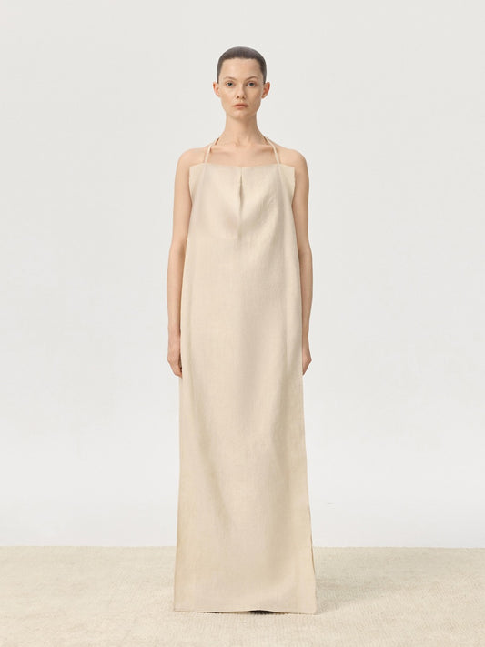 COR ORBIT Perch Resort Collection Linen Halter Dress