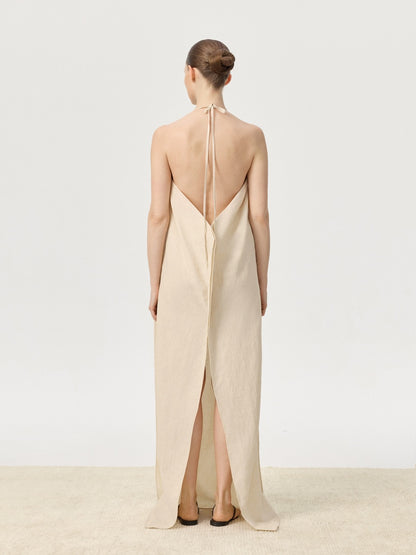 COR ORBIT Perch Resort Collection Linen Halter Dress