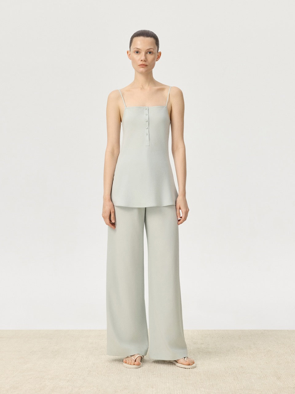 COR ORBIT Lene Resort Collection Tapered Leg Silk Trousers