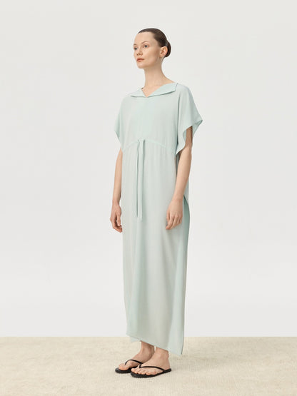 COR ORBIT Plume Resort Collection Mulberry Silk Ruched Waist Dress