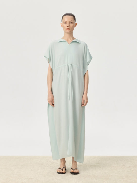 COR ORBIT Plume Resort Collection Mulberry Silk Ruched Waist Dress