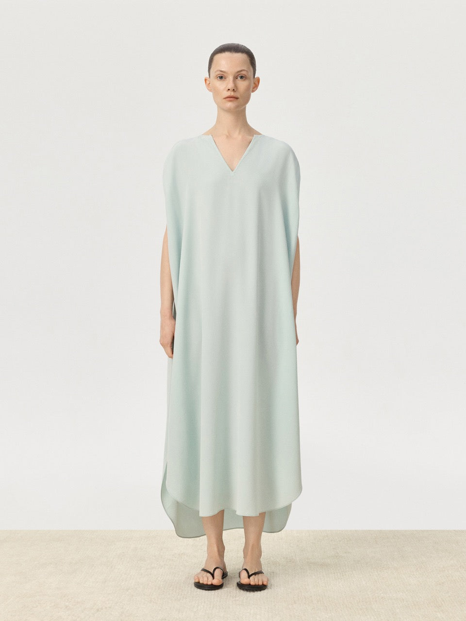 COR ORBIT Volucris Resort Collection Silk Deep-Neck Sleeveless Dress