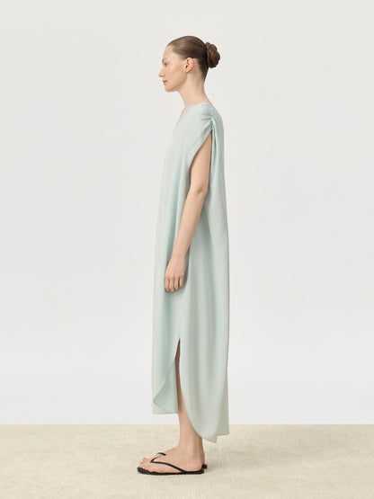 COR ORBIT Volucris Resort Collection Silk Deep-Neck Sleeveless Dress