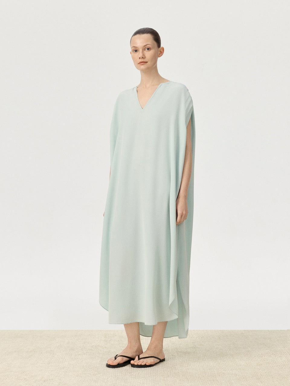 COR ORBIT Volucris Resort Collection Silk Deep-Neck Sleeveless Dress