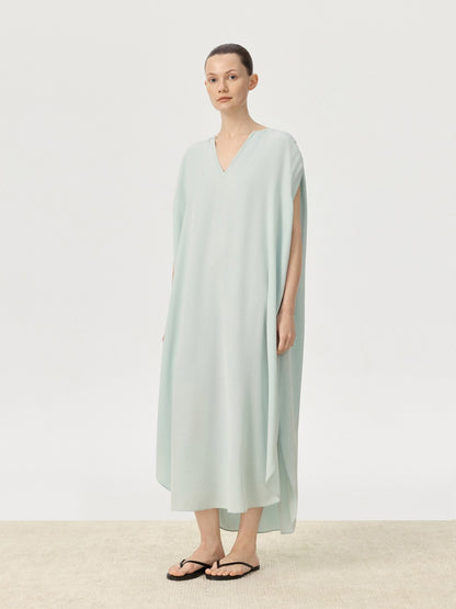 COR ORBIT Volucris Resort Collection Silk Deep-Neck Sleeveless Dress