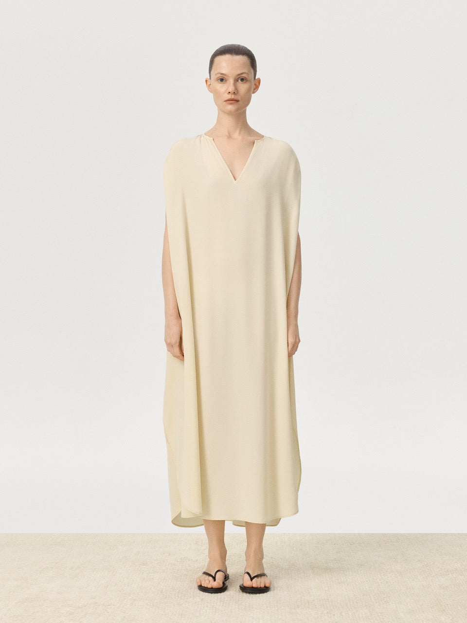 COR ORBIT Volucris Resort Collection Silk Deep-Neck Sleeveless Dress