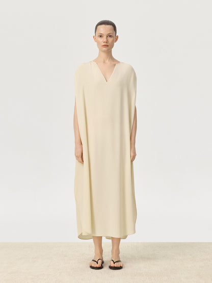 COR ORBIT Volucris Resort Collection Silk Deep-Neck Sleeveless Dress