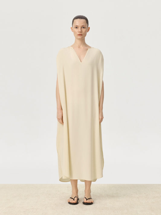 COR ORBIT Volucris Resort Collection Silk Deep-Neck Sleeveless Dress