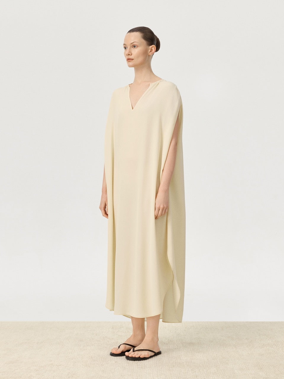 COR ORBIT Volucris Resort Collection Silk Deep-Neck Sleeveless Dress