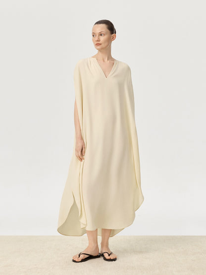 COR ORBIT Volucris Resort Collection Silk Deep-Neck Sleeveless Dress