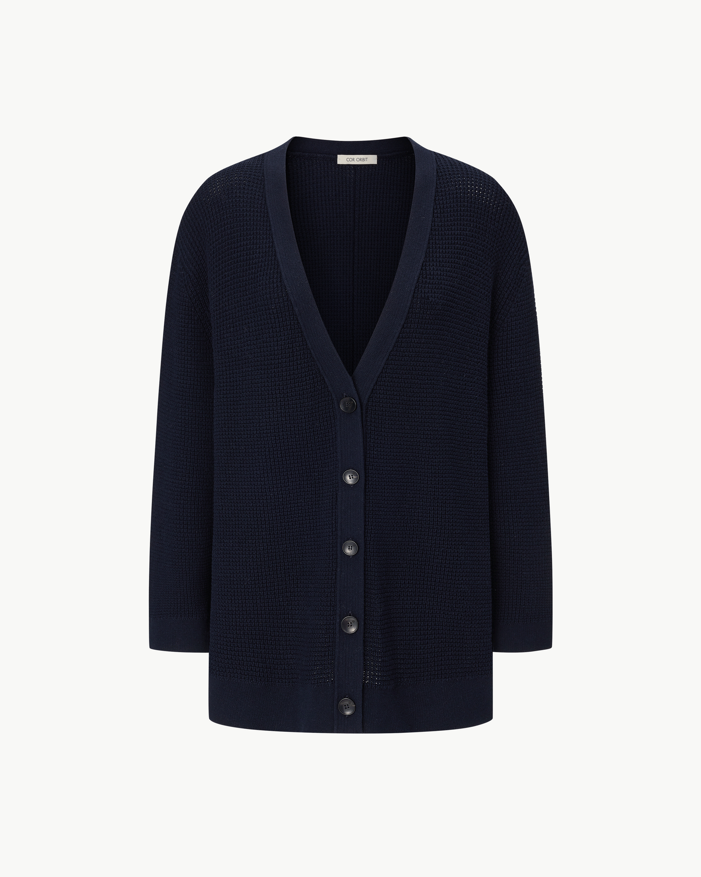 COR ORBIT Elmshade Resort Collection Cotton-Cashmere Long Sleeve Polo-Collar Cardigan