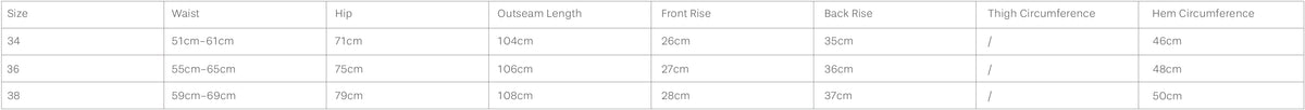 Size Chart - Bottom